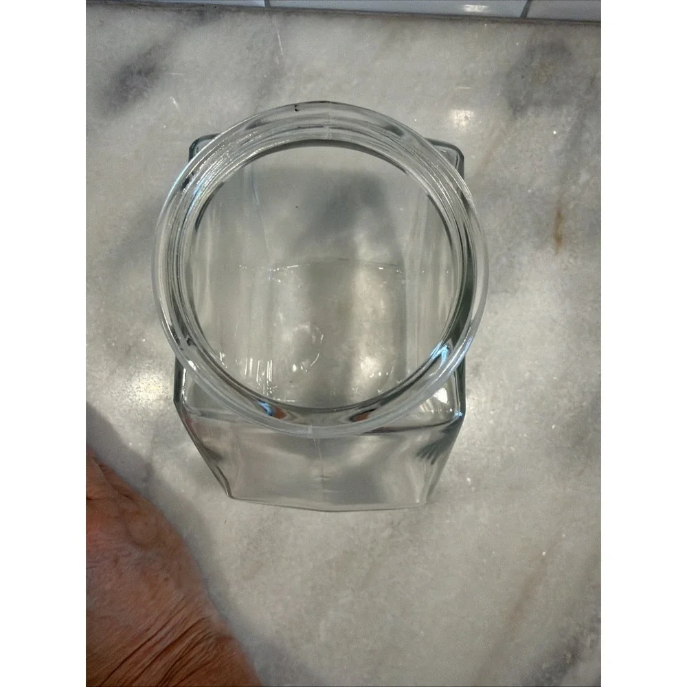 Vintage Teakwood Libbey Of Canada‎ Hexagon Glass Storage Jar